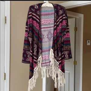EUC Tribal Print Open Kimono Sweater Cardigan